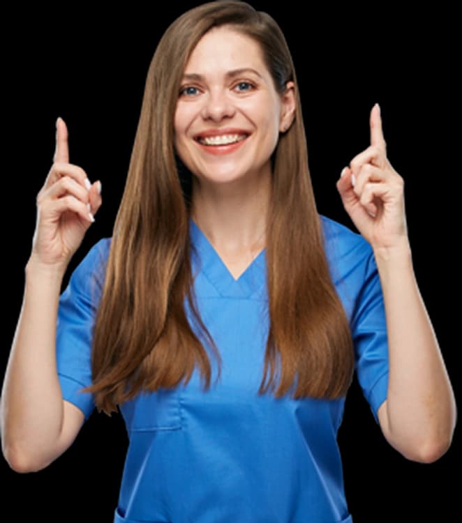 Doctor pointing up